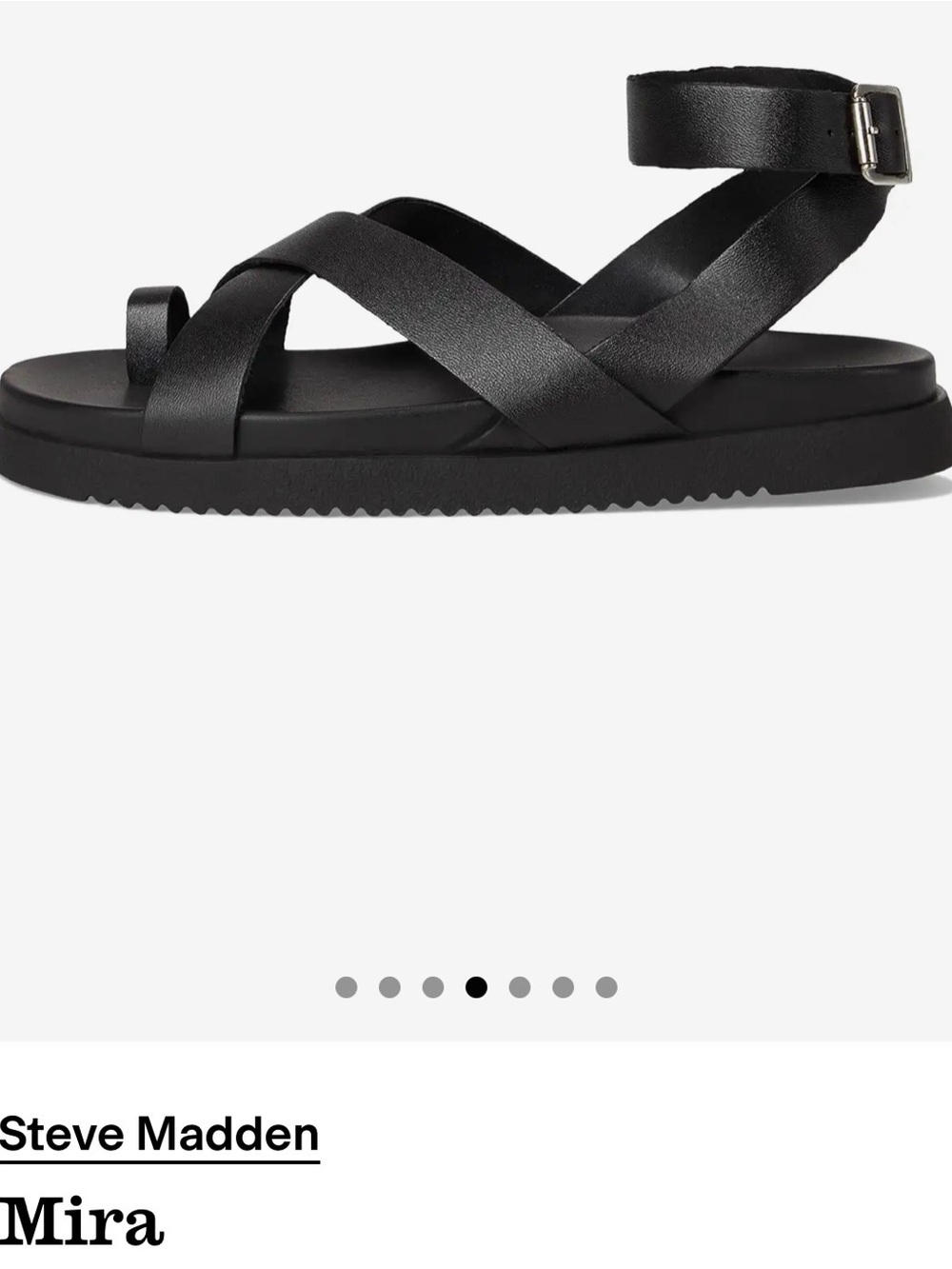 Steve Madden Black Leather Crisscross Ankle Strap Sandal